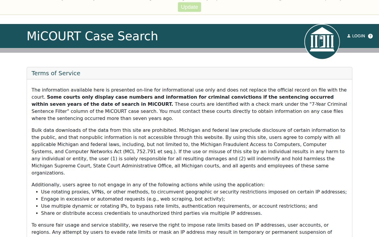 Baraga County District Court search for checking a same-day arrest against a filed case