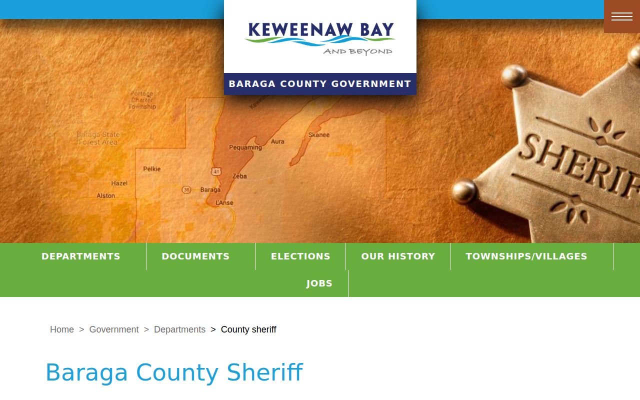Baraga County Sheriff page for recent arrest and jail record inquiries
