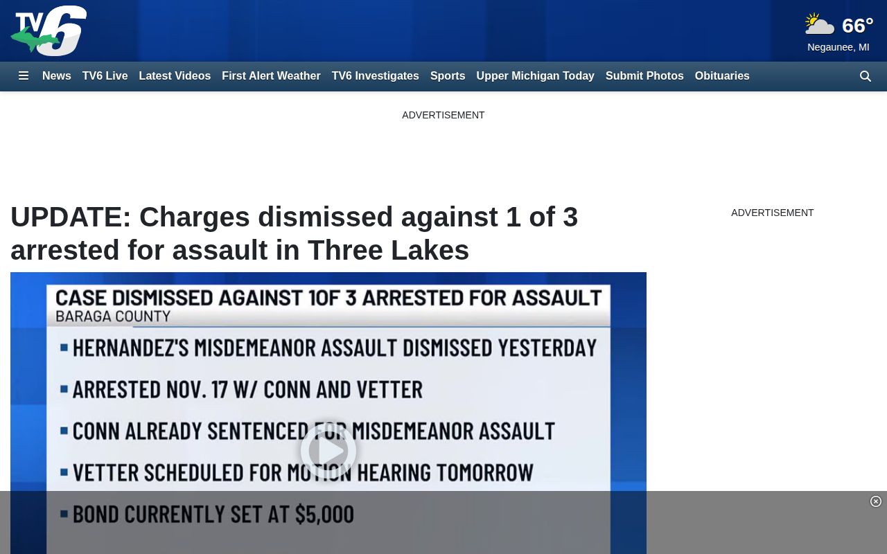 WLUC Baraga County arrest report with later court context